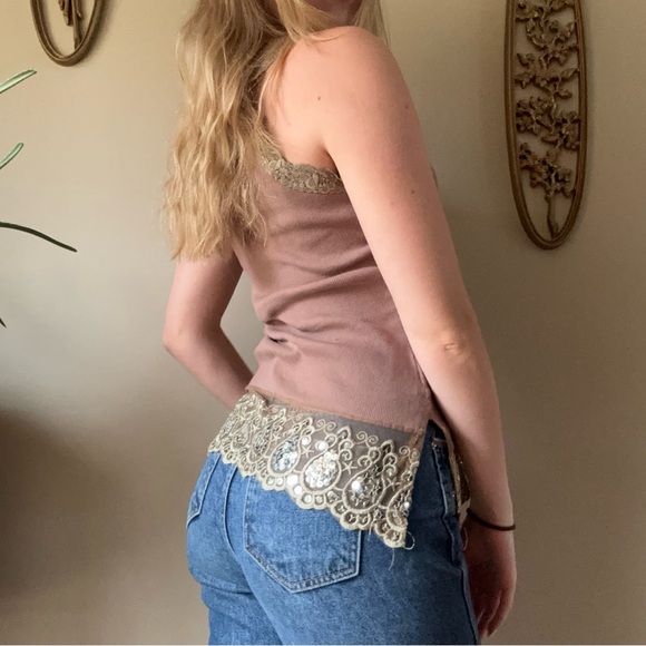 Y2K Licorice Cotton Lace Tank Top - Picture 8 of 8